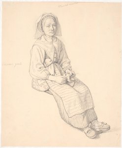 ニットウェアを着て座っているスウェーデン人女性 作： Wilhelm Marstrand