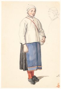 立っているスウェーデンの農民の少女 作： Wilhelm Marstrand
