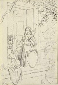 ドアの 2 人のイタリア人女性、1 つは 10 と 作： Wilhelm Marstrand