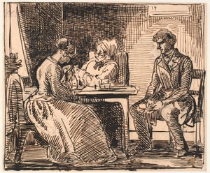 「日常のイメージ」（求婚者の訪問）の下書き 作： Wilhelm Marstrand
