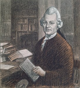 Gotthold Ephraim Lessing (1729-81) の肖像、「Simplicissimus」誌のイラスト 作： Wilhelm Schulz