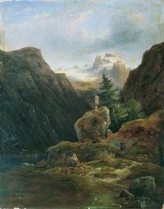 ダッハシュタインに対する Vorderer Gosausee 作： Wilhelm Steinfeld