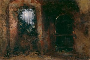 ハイデルベルク城の地下室の窓 作： Wilhelm Trübner