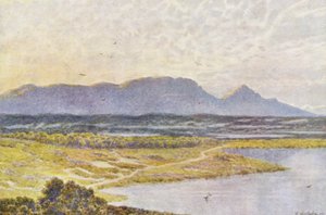 リトリート・フラッツからのテーブルマウンテン（カラーリトグラフ） 作： Wilhelm Westhofen