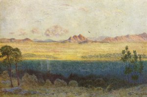 青い影、ローデスの記念碑からの眺め（カラーリトグラフ） 作： Wilhelm Westhofen