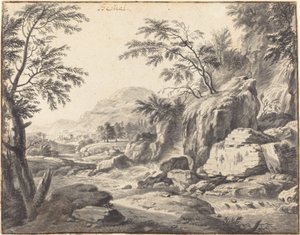 滝のある古典的な風景 作： Wilhelm von Bemmel