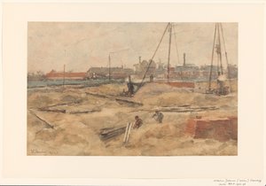 Wilhelmina Gasthuis の建築現場 作： Wilhelmus Johannes Steenhoff