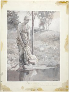透き通ったプールのそばで、彼女は自分自身を見ることに情熱を注いでいた 作： Will Hicock Low