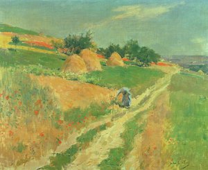 野生の花を摘む 作： Willard Leroy Metcalf