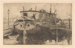 ハーグのLaakhaven 作： Willem Adrianus Grondhout (signed by artist)