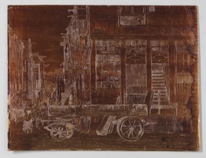 前景に車があるアムステルダムの旧市街 作： Willem Adrianus Grondhout (signed by artist)