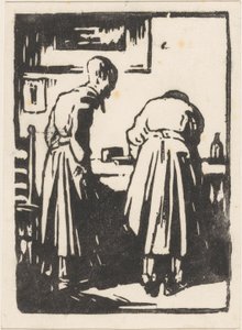 スタジオにいる 2 人の女性 作： Willem Adrianus Grondhout