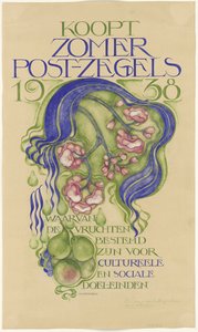 1938年夏の切手販売ポスターのデザイン 作： Willem Arondéus (signed by artist)