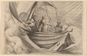 嵐の海を渡るシーザー 作： Willem Basse