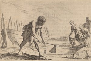 女神カリプソの島のユリシーズ』1634年 作： Willem Basse