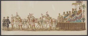 1862年のデルフトパレード、第6グループ デルフトのロイヤル アカデミーの第 4 ラストラム - Ao。 1862年 - 衣装を着たオプトグト (オブジェクトのシリーズタイトル) 作： Willem Bernardus IJzerdraat