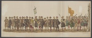 1862 年のデルフト行列、第 7 グループと第 8 グループ デルフトのロイヤル アカデミーの第 4 ラストラム - Ao。 1862年 - 衣装を着たオプトグト (オブジェクトのシリーズタイトル) 作： Willem Bernardus IJzerdraat