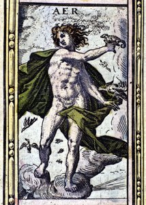 1655年にアムステルダムで印刷されたW.Blaeuのアトラスに描かれている四元素のうちの一つ、空気。
