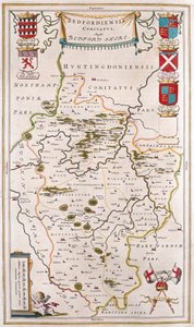 アムステルダム、ウィレム・ブラウ著『Theatrum Orbis Terrarum, sive Atlas Novus』所収のベッドフォード・シャイア。 作： Willem Blaeu