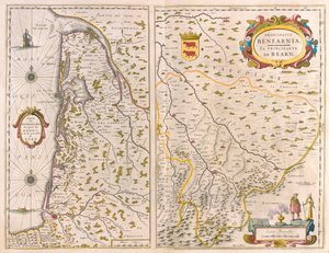 アムステルダム、ウィレム・ブラウ作「Theatrum Orbis Terrarum, sive Atlas Novus」所収、ボルドー、ペイ・デュ・メドック、ボーン、アキテーヌ、フランス西海岸 作： Willem Blaeu