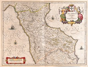 アムステルダム、ウィレム・ブラウ作「Theatrum Orbis Terrarum, sive Atlas Novus」所収、イタリア、カラブリア州 作： ウィレム・ブルー