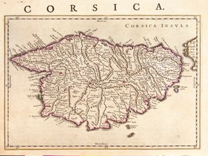 コルシカ島、ウィレム・ブラウ作「Theatrum Orbis Terrarum, sive Atlas Novus」、アムステルダム 作： Willem Blaeu