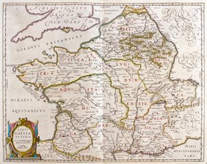 ウィレム・ブラウ著『Theatrum Orbis Terrarum, sive Atlas Novus』（アムステルダム）所収の古代フランスの国々。 作： Willem Blaeu