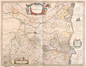 イタリアのフェラーラ、アムステルダムのウィレム・ブラウ作「Theatrum Orbis Terrarum, sive Atlas Novus」所収 作： Willem Blaeu
