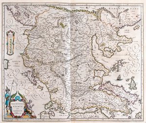 ギリシャ、マケドニア、アルバニア（アムステルダム、ウィレム・ブラウ著『Theatrum Orbis Terrarum, sive Atlas Novus』所収 作： Willem Blaeu