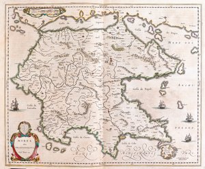 ギリシャ、ペロポネソス（アムステルダム、ウィレム・ブラウ著『Theatrum Orbis Terrarum, sive Atlas Novus』所収 作： ウィレム・ブルー