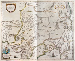 イランからチベット、インド北部からビルマまで、アムステルダムのウィレム・ブラウ著『Theatrum Orbis Terrarum, sive Atlas Novus』所収。 作： Willem Blaeu