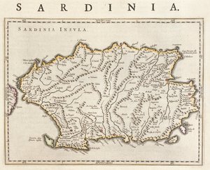 アムステルダム、ウィレム・ブラウ作「Theatrum Orbis Terrarum, sive Atlas Novus」に描かれたイタリア、サルデーニャ島 作： Willem Blaeu