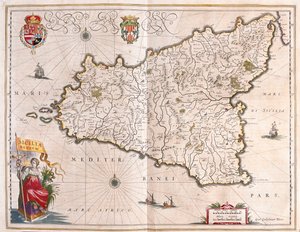 アムステルダム、ウィレム・ブラウ作「Theatrum Orbis Terrarum, sive Atlas Novus」に描かれたイタリアのシチリア島