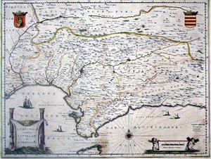 スペイン、アンダルシア地方の地図（彫刻）