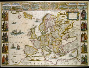 ヨーロッパの地図。(エングレーヴィング 作： Willem Blaeu