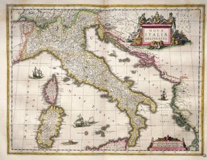 ウィレム・ブラウの『Theatrum Orbis Terrarum』よりイタリアの地図、アムステルダム 作： Willem Blaeu
