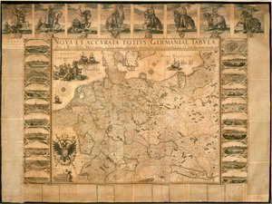 Willem Janszoon Blaeuによるドイツ全体の新しく正確なイラスト、銅版、アムステルダムで印刷されたもの。 作： Willem Blaeu