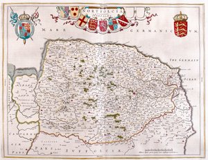 ウィレム・ブラウ著『Theatrum Orbis Terrarum, sive Atlas Novus』（アムステルダム）所収のノースフォーク。 作： ウィレム・ブルー