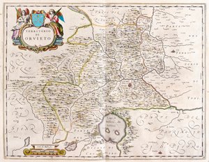 ウィレム・ブラウ作「Theatrum Orbis Terrarum, sive Atlas Novus」（アムステルダム）所収のオルヴィエート、ボルセーナ湖、イタリア 作： Willem Blaeu