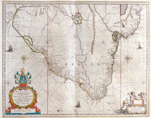 パラグアイ、ボリビア、ブラジル（アムステルダム、ウィレム・ブラウ著『Theatrum Orbis Terrarum, sive Atlas Novus』所収