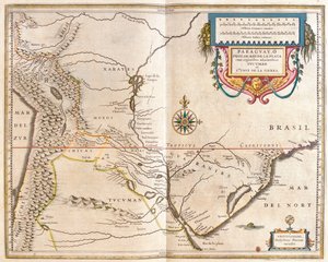 パラグアイとリオ・デ・ラ・プラタ（アムステルダム、ウィレム・ブラウ著『Theatrum Orbis Terrarum, sive Atlas Novus』所収 作： Willem Blaeu