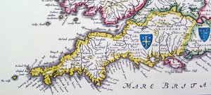 アングロサクソン王国の総称であるヘプタキーに由来するウェセックスとサセックスの盾 作： Willem Blaeu