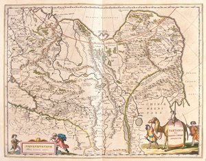 ウィレム・ブラウ著『Theatrum Orbis Terrarum, sive Atlas Novus』（アムステルダム）所収の韃靼と中国・朝鮮半島。 作： Willem Blaeu