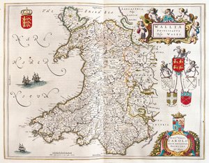 ウェールズ、アムステルダム、ウィレム・ブラウ著『Theatrum Orbis Terrarum, sive Atlas Novus』所収 作： ウィレム・ブルー