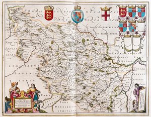 ウィレム・ブラウ作「Theatrum Orbis Terrarum, sive Atlas Novus」（アムステルダム）所収のヨークシャー西部の乗馬。 作： ウィレム・ブルー