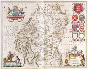 ウェストモーランド、アムステルダム、ウィレム・ブラウ著『Theatrum Orbis Terrarum, sive Atlas Novus』所収 作： Willem Blaeu