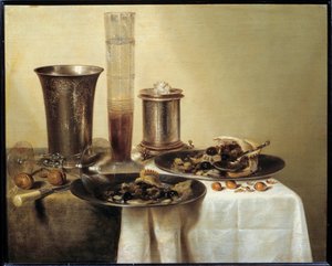 銀製カップのある静物画 ウィレム・クレスゾーン・ヘーダ（1594-1670）作 1637年 薄さ0,44×0,55m ・銀製ゴブレットのある静物画。Willem Claeszoon Heda（1594-1670）の絵画 作： Willem Claesz. Heda