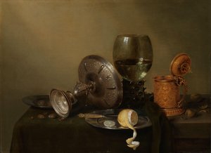 金色のビールタンカードのある静物 作： Willem Claesz. Heda