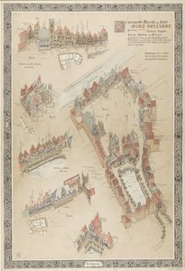 アウトホラントの地図、1895 年 有名な Marckt ende Graft / Oudt-Hollandt naemt / すべての syn Straten / Huysen (...) は、古代芸術 (...) のすべての愛好家に敬意を表して作られました。 (アイテムのタイトル) 作： Willem Corneliszoon