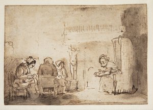 レンブラントの家の暖炉の女たち 作： Willem Drost